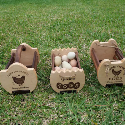 Cesta de almacenamiento de la cocina de la granja rústica con impresión de logotipo personalizado Cesta de huevo de madera