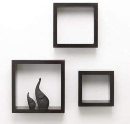 Comedor Conjunto de 3 Estante de almacenamiento de madera negra a medida Display Estante de pared Muebles de cocina