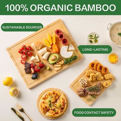 Conjunto de 3 tablas de cortar de madera con ranuras de jugo y asas laterales de diferentes formas