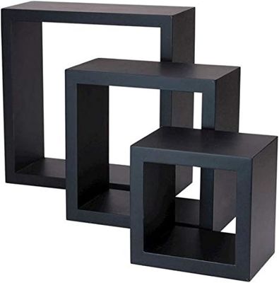 Comedor Conjunto de 3 Estante de almacenamiento de madera negra a medida Display Estante de pared Muebles de cocina