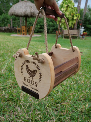 Cesta de almacenamiento de la cocina de la granja rústica con impresión de logotipo personalizado Cesta de huevo de madera