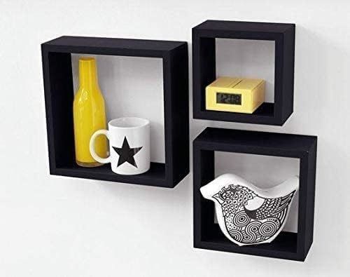Comedor Conjunto de 3 Estante de almacenamiento de madera negra a medida Display Estante de pared Muebles de cocina
