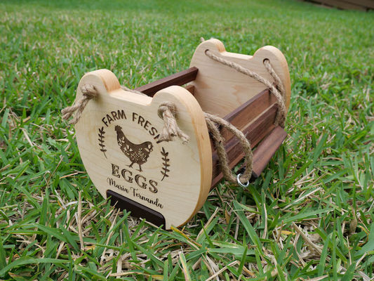 Cesta de almacenamiento de la cocina de la granja rústica con impresión de logotipo personalizado Cesta de huevo de madera