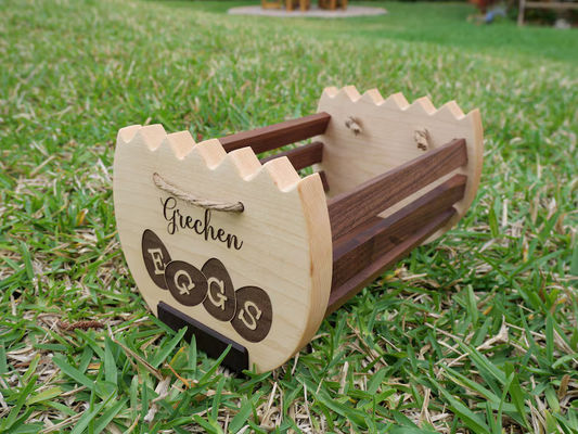 Cesta de almacenamiento de la cocina de la granja rústica con impresión de logotipo personalizado Cesta de huevo de madera