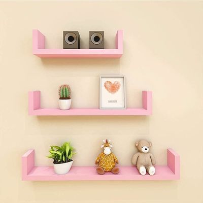 Estantes de pared de madera pintada en forma de U ajustables Set de 3 para el baño Sala de estar