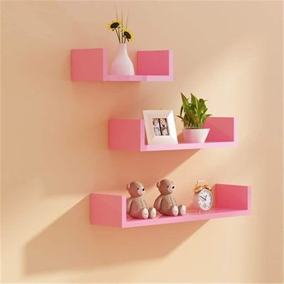 Estantes de pared de madera pintada en forma de U ajustables Set de 3 para el baño Sala de estar