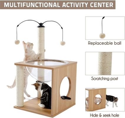 OEM ODM aceptado Elegantes gatos Capsula espacial del árbol con nido flotante y bolas colgantes