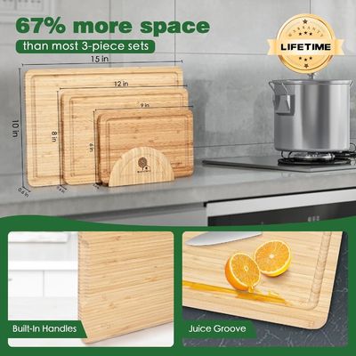 Conjunto de 3 tablas de corte de bambú con bloques de corte de soporte OEM ODM aceptado