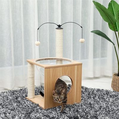 OEM ODM aceptado Elegantes gatos Capsula espacial del árbol con nido flotante y bolas colgantes