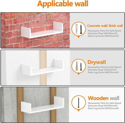 No Inflables en forma de U Flotante montado en la pared de la estantería de madera de 3 50Cm 35Cm 25Cm de la cocina