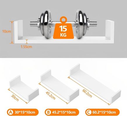 No Inflables en forma de U Flotante montado en la pared de la estantería de madera de 3 50Cm 35Cm 25Cm de la cocina