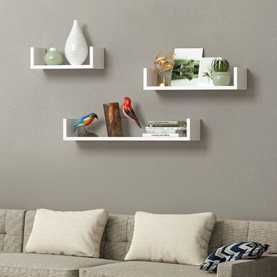 No Inflables en forma de U Flotante montado en la pared de la estantería de madera de 3 50Cm 35Cm 25Cm de la cocina