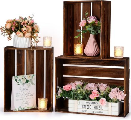 Muestra de fiesta Cajas de almacenamiento de nido de madera de pino con mango Logotipo personalizado aceptable