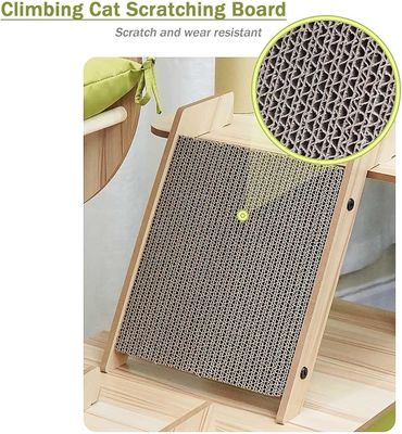 Condominio de gatos de varios niveles con postes de rascado Sisal y construcción de madera duradera