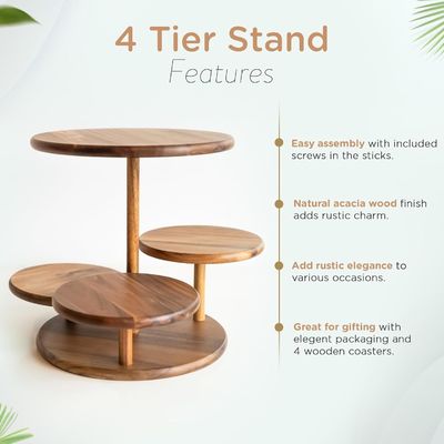 Cuatro niveles de torta de madera Torre Stand contiene 50 cupcakes para la fiesta de la boda el postre de cumpleaños