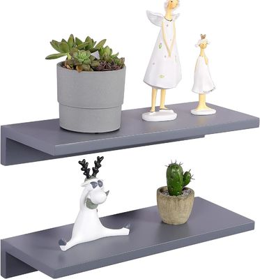 Estante decorativo de pared conjunto de 2 estanterías flotantes de madera de pino montado en la pared para el salón
