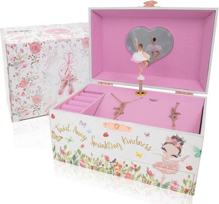 Caja de música Ballerina Caja de joyas de madera para niños y niños regalo caja de juguete de manivela