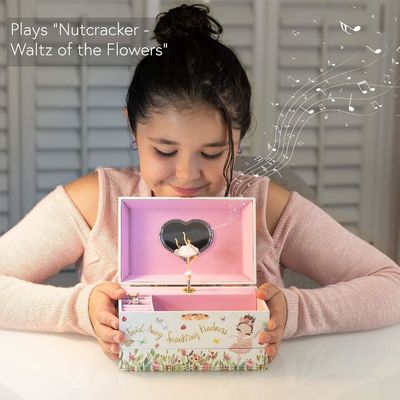 Caja de música Ballerina Caja de joyas de madera para niños y niños regalo caja de juguete de manivela