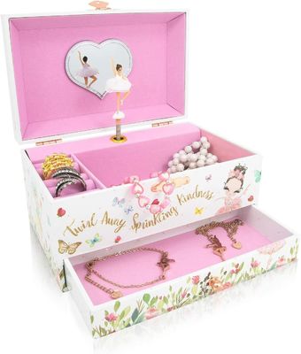 Caja de música Ballerina Caja de joyas de madera para niños y niños regalo caja de juguete de manivela