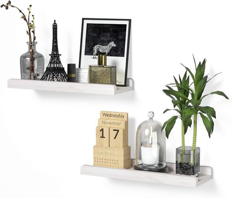 Muebles para el hogar Conjunto de 2 estanterías de pared de madera maciza 7 pulgadas Blanco Rustico estanterías flotantes