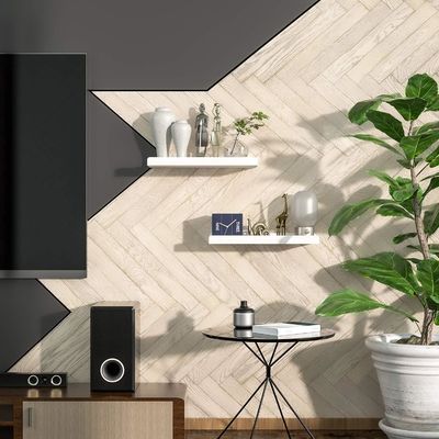 Muebles para el hogar Conjunto de 2 estanterías de pared de madera maciza 7 pulgadas Blanco Rustico estanterías flotantes