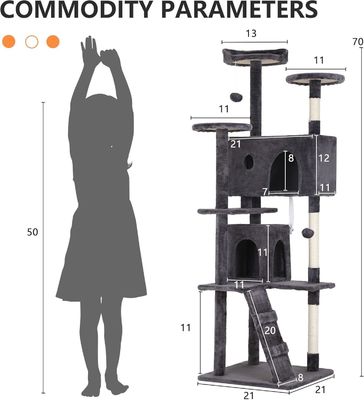 70 "Tall Cat Tower Climber Ladder Playhouse con material de madera y logotipo personalizado