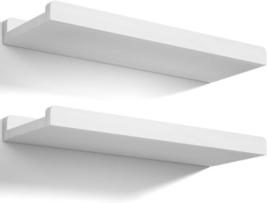 Muebles para el hogar Conjunto de 2 estanterías de pared de madera maciza 7 pulgadas Blanco Rustico estanterías flotantes