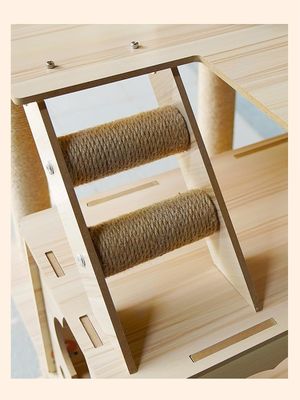 Torre de gato de madera de tamaño personalizado con componentes de rascador de marco de escalada de varios niveles