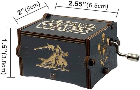Rectángulo Personalizado Vintage Laser grabado de Star Wars caja de música de manivela de madera