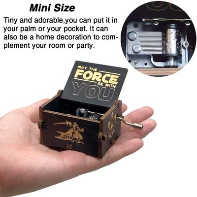 Rectángulo Personalizado Vintage Laser grabado de Star Wars caja de música de manivela de madera