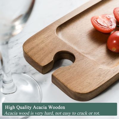 Conjunto de cocina 2 bandejas de madera de acacia con portavíno y tableros de queso