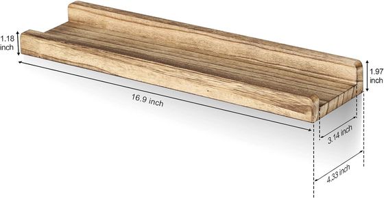 16.9 pulgadas Conjunto De 3 Estantes De Madera Marrón Adjustables Estantes Rústicos De Pared Para Oficina