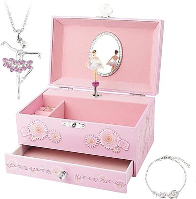 Paquete regalo personalizado Princesa MDF Rosa Ballerina Temática Musical Caja de joyas para niñas