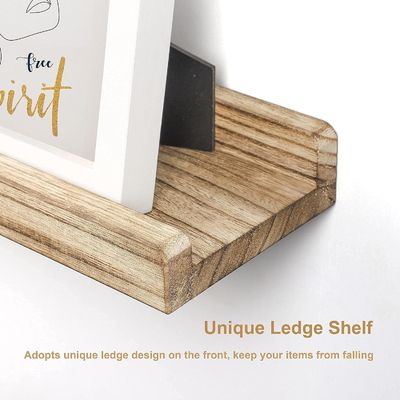 16.9 pulgadas Conjunto De 3 Estantes De Madera Marrón Adjustables Estantes Rústicos De Pared Para Oficina
