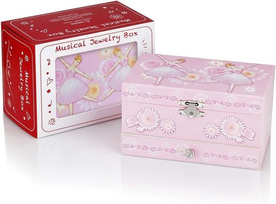 Paquete regalo personalizado Princesa MDF Rosa Ballerina Temática Musical Caja de joyas para niñas