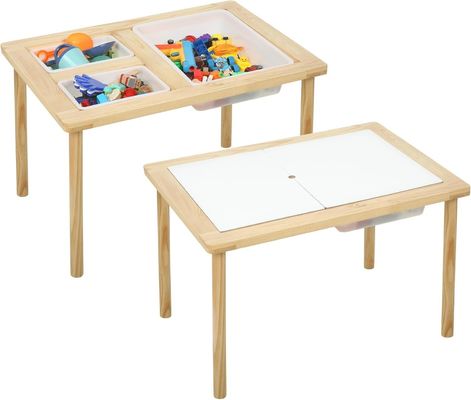 Tabla sensorial de madera con 3 contenedores para niños pequeños Estand clasificación Estante no plegable