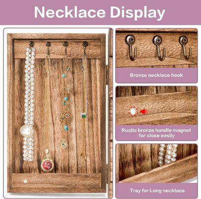 Ambiental 5 capas 4 cajones Gran caja organizadora de madera con espejo Caja de joyas de madera