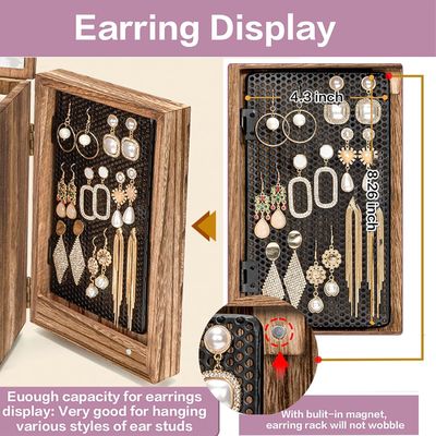 Ambiental 5 capas 4 cajones Gran caja organizadora de madera con espejo Caja de joyas de madera