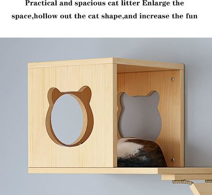Tamaño personalizado Cama de gato montada en la pared Estante de madera para gatos para escalar en la sala de estar