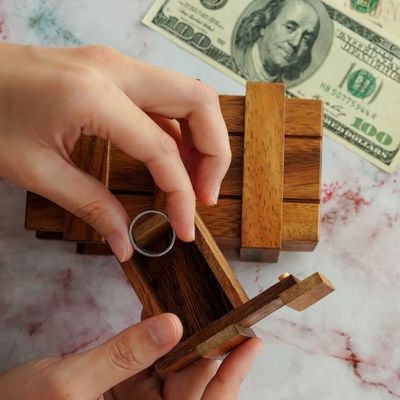 Caja Mágica Doble Teaser Cerebro Caja de madera sólida personalizada con compartimientos ocultos