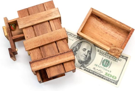 Caja Mágica Doble Teaser Cerebro Caja de madera sólida personalizada con compartimientos ocultos