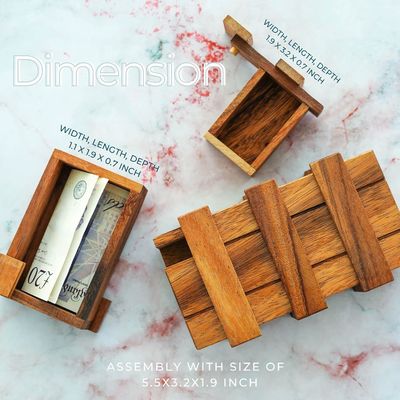 Caja Mágica Doble Teaser Cerebro Caja de madera sólida personalizada con compartimientos ocultos