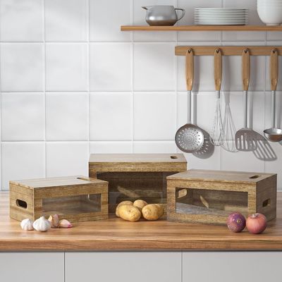 Mantenga su cocina limpia y ordenada con este recipiente de ajo acrílico transparente para ventanas