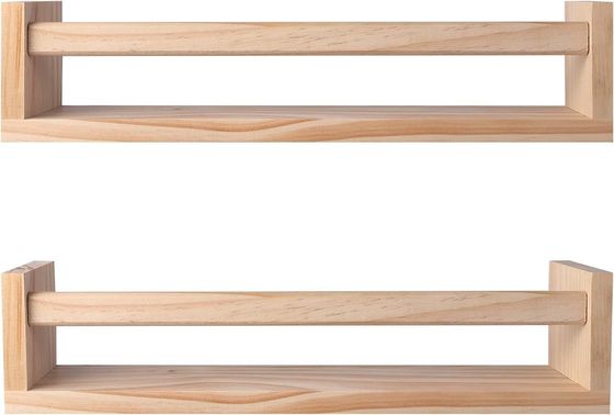 Embalaje de correo Estantes para la decoración del hogar y la guardería Conjunto de 2 estanterías flotantes de madera natural