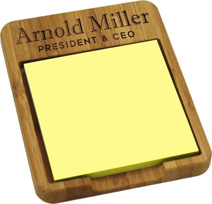 Dispensador de cargador de notas adhesivas de bambú personalizado de madera para oficina de negocios