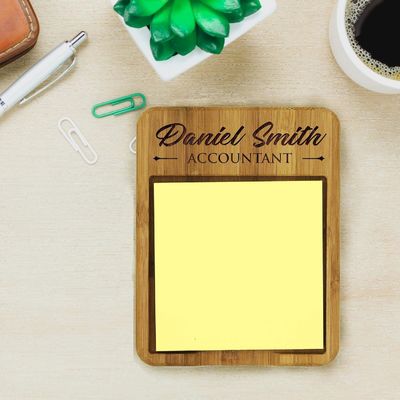 Dispensador de cargador de notas adhesivas de bambú personalizado de madera para oficina de negocios