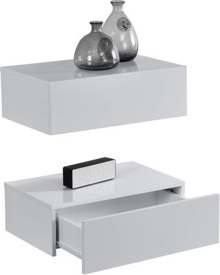 Almacenamiento conveniente en el pasillo Estante flotante de pared de madera maciza con cajón 46 x 30 x 15 cm