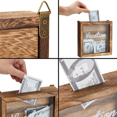 Caja de ahorros ambientales en madera de estilo quemado