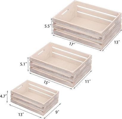 Cajas decorativas de contenedores de madera de almacenamiento Conjunto de 3 cajas con asas 13.25x9.5x5.5
