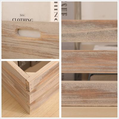 Cajas decorativas de contenedores de madera de almacenamiento Conjunto de 3 cajas con asas 13.25x9.5x5.5